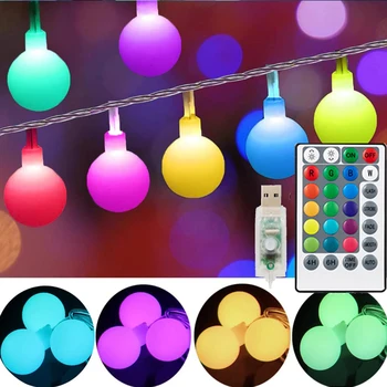 16 което променя цвета топка RGB 10 м 60 led лампа страхотна венец led светлини-USB-венец Новост нова година сватбена завеса