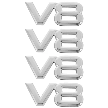 4шт 7,5X3,5 см Auto Етикети V8 3D Хромирани Стикер Иконата на Емблемата на