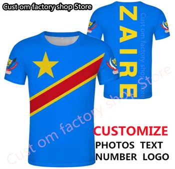 Мъжка тениска младежта ЗАИР, изработени по поръчка, име, номер на фланелка zar, национален флаг, za, държава Конго, френската република, снимка дрехи с принтом