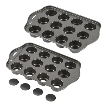 Форма за мини-кексчета-чизкейков с подвижна дъно, 12 кухини, форма за кексчета с незалепващо покритие